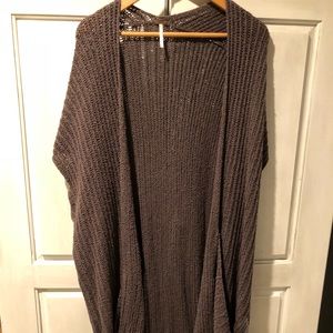 Free People Long grey knitted duster vest